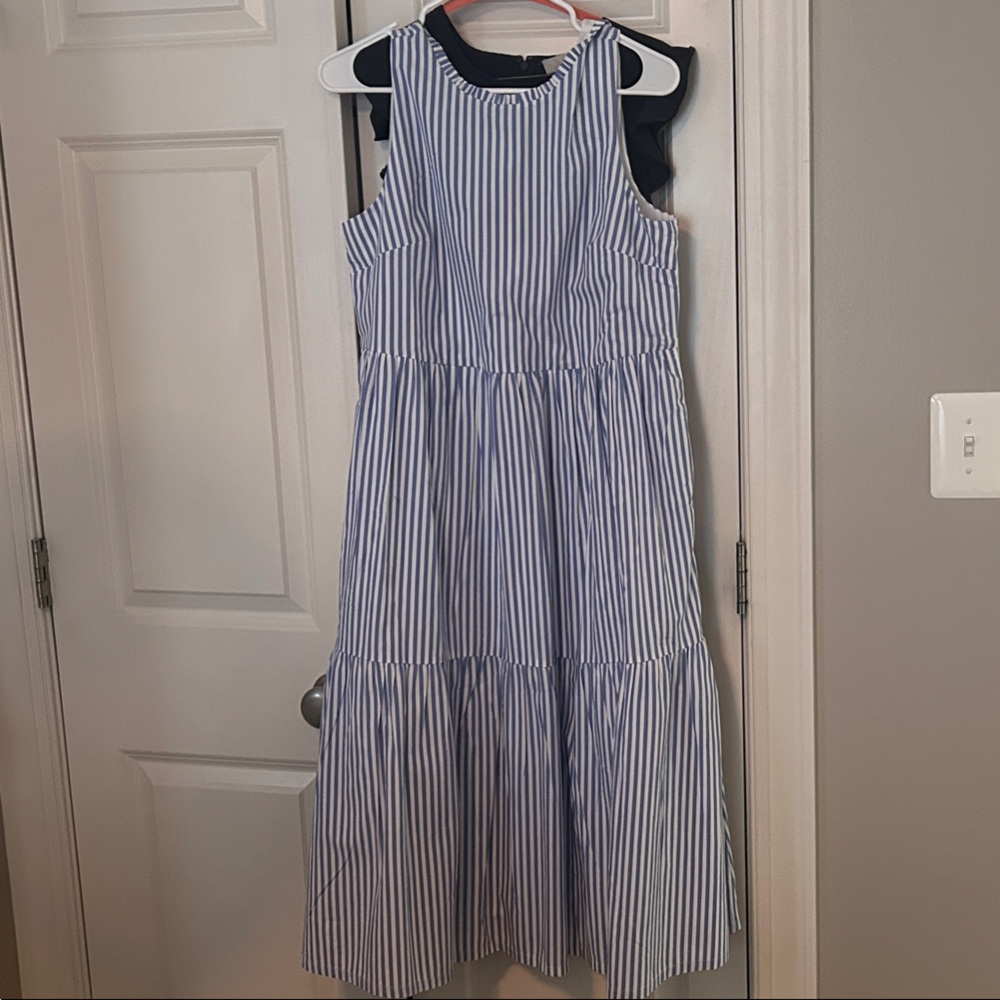 J. Crew Navy and White Striped Sleeveless Dress